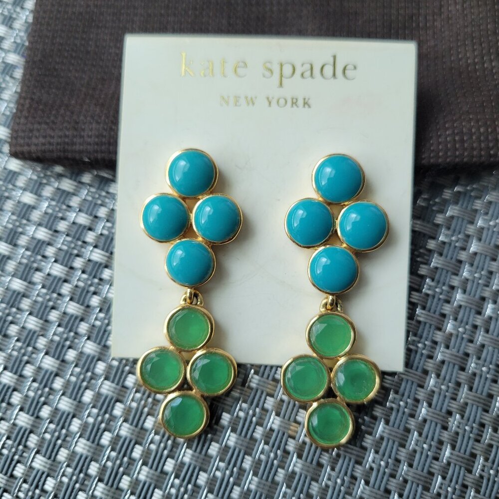 KATE SPADE 14K GF Paradise Pebbles Adriatic Blue Aqua Translucent Earrings
